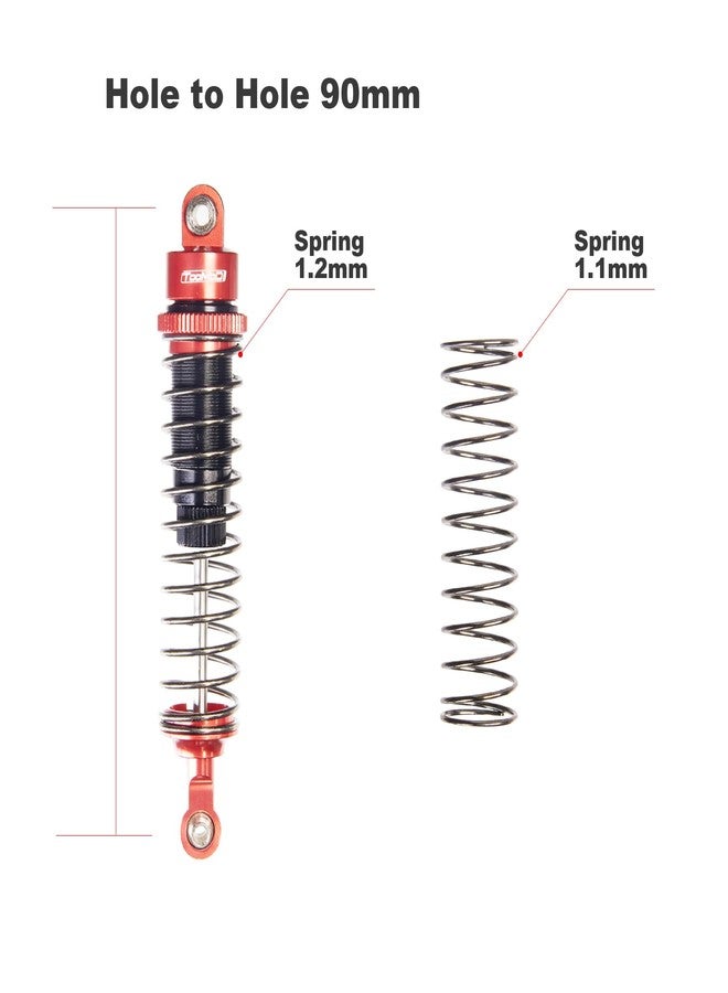 TOOMOD 90mm RC All Aluminum Alloy Oil Filled Shock Absorbers kit for Axial SCX10 D90 TRX4 Tamiya CC01 Truck Crawler/Truck/Off-Road Car Upgrades Replace Parts （Red） - Image 2